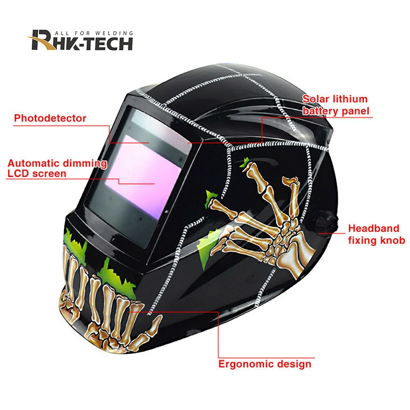 RHK 2022 cara completa CE Vista Grande Color verdadero solar Adhesivos de atenuación automática de paneles Casco de soldadura de esmerilado de arco