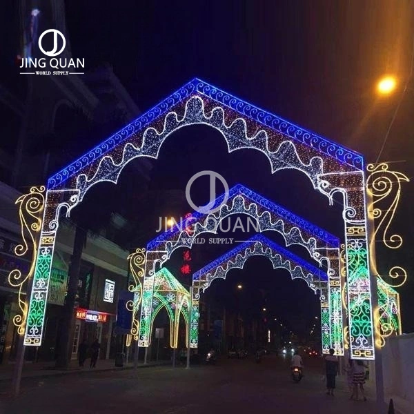 Outdoor LED Motif Arch Tunnel Decorativo Lights Christmas Heart Santa Belas lâmpadas decoração Street Mall decors