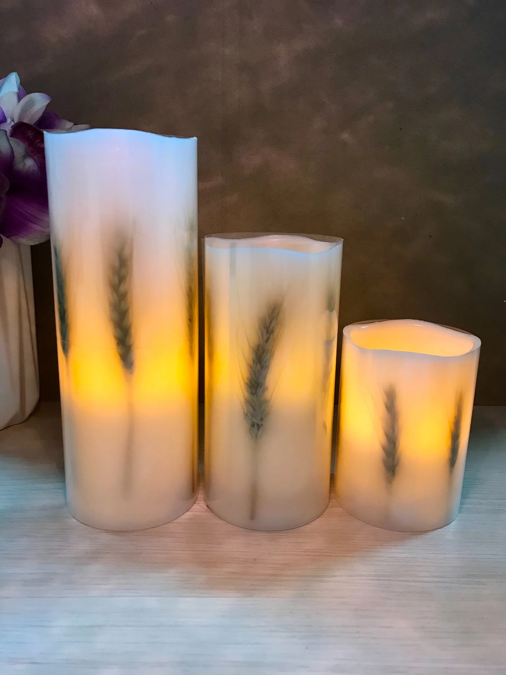 Golden Wheat Flameless Christmas LED Candle for Christmas and Home Decoration