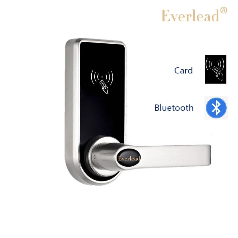 OEM electrónico mejor venta Tarjeta RFID Bluetooth Desbloquear Hierro de madera Cerradura inteligente con control remoto de puerta para la seguridad del hotel