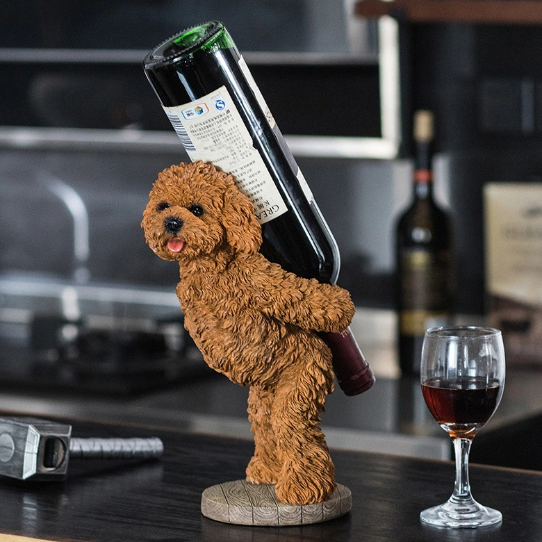 Lovely Dog Wine Bottle Holder Animal Statue Display