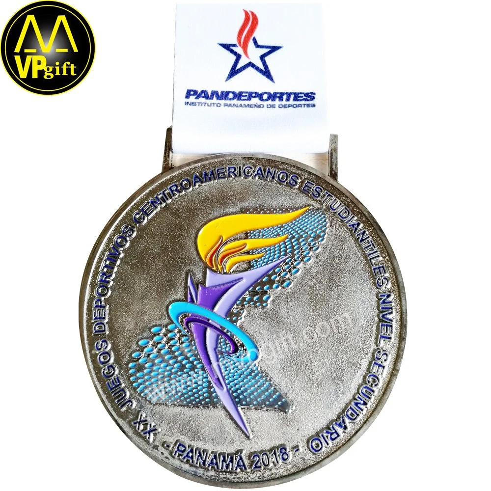 China medalhas de metal personalizada de fábrica 3D Loja Ouro, Prata e Bronze competição esportiva campeão com fita Medalha de Pequim