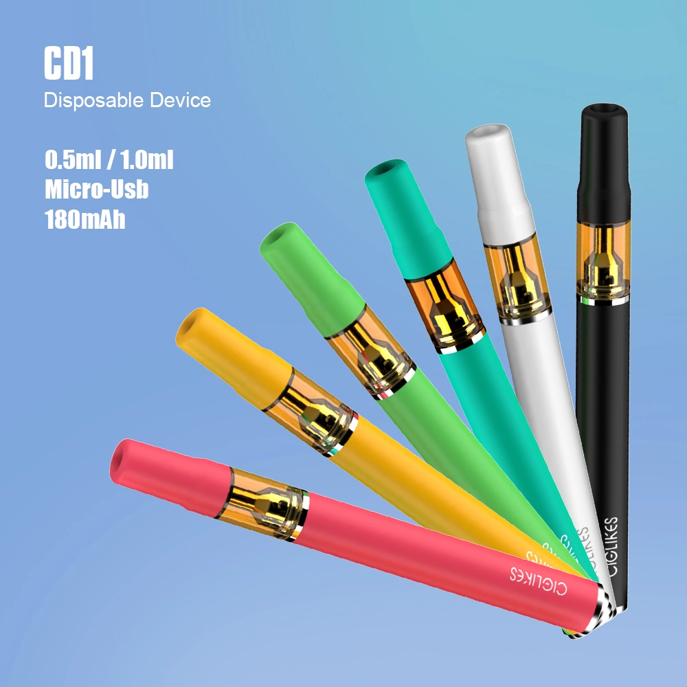 La parte superior la venta de reproductores de CD1 de la bobina de cerámica de vidrio de 1ml de Vape mercado mayorista de cartuchos de cera desechable vaporizador Pen