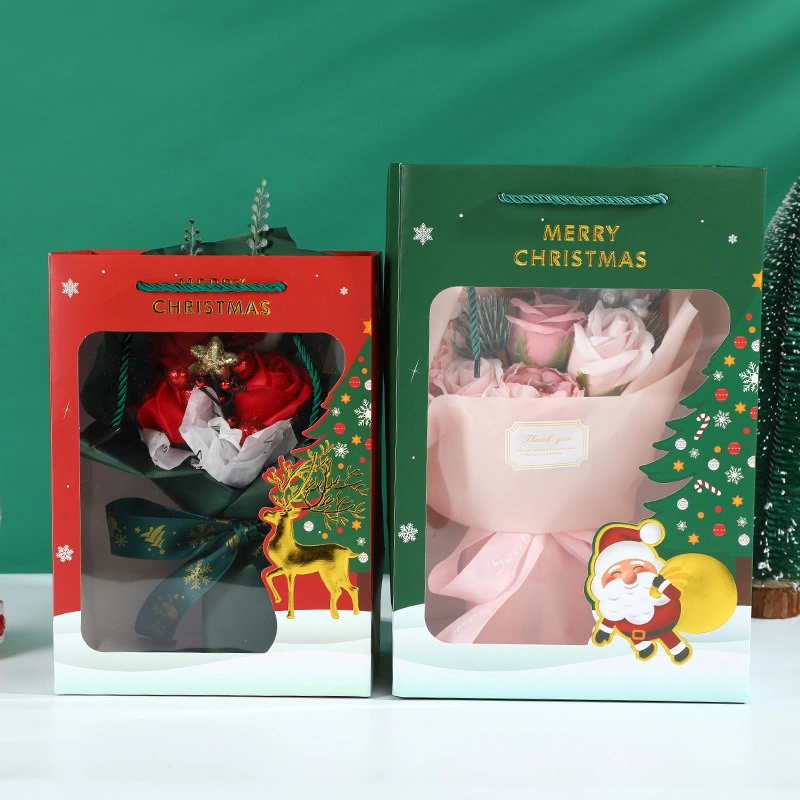 Benutzerdefinierte Weihnachten Festival Stil Design Verpackung Blume Papier Geschenkbox Mit Fenster löschen