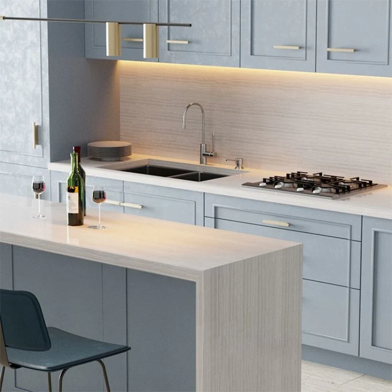 Planet Luxury Kitchen Cabinets MDF Wood Pantry Blue Glossy Lacquer Kitchen Modern Designs