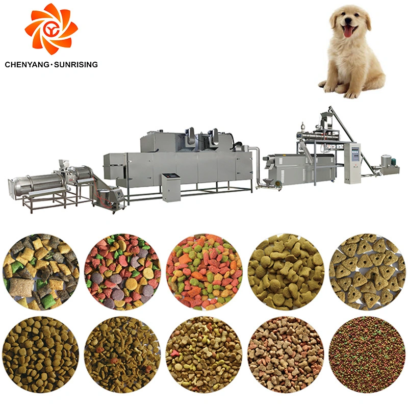 Línea de producción de comida para mascotas de kibble + máquina de sazonar de mascotas Línea de procesamiento de alimentos + máquina de fabricación de alimentos para mascotas prensadas en frío