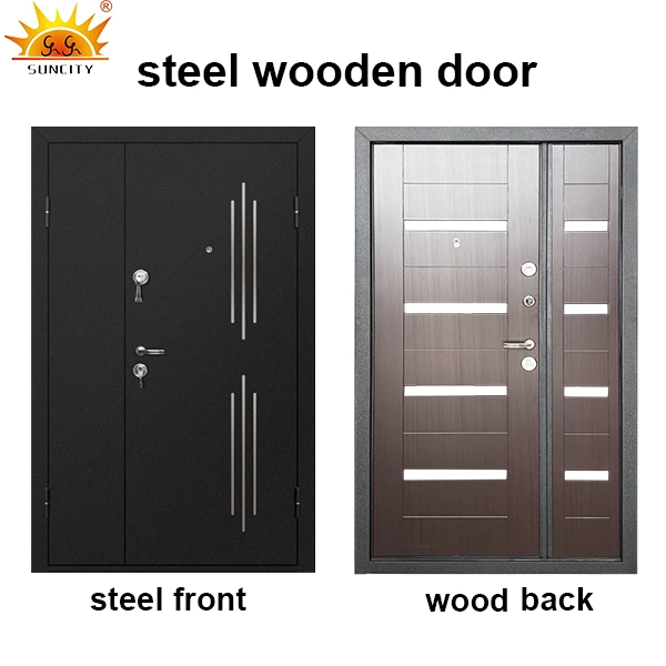 Original Factory Modern Luxury Exterior Entry Front Metal Security Steel Wood Armored Door for Home