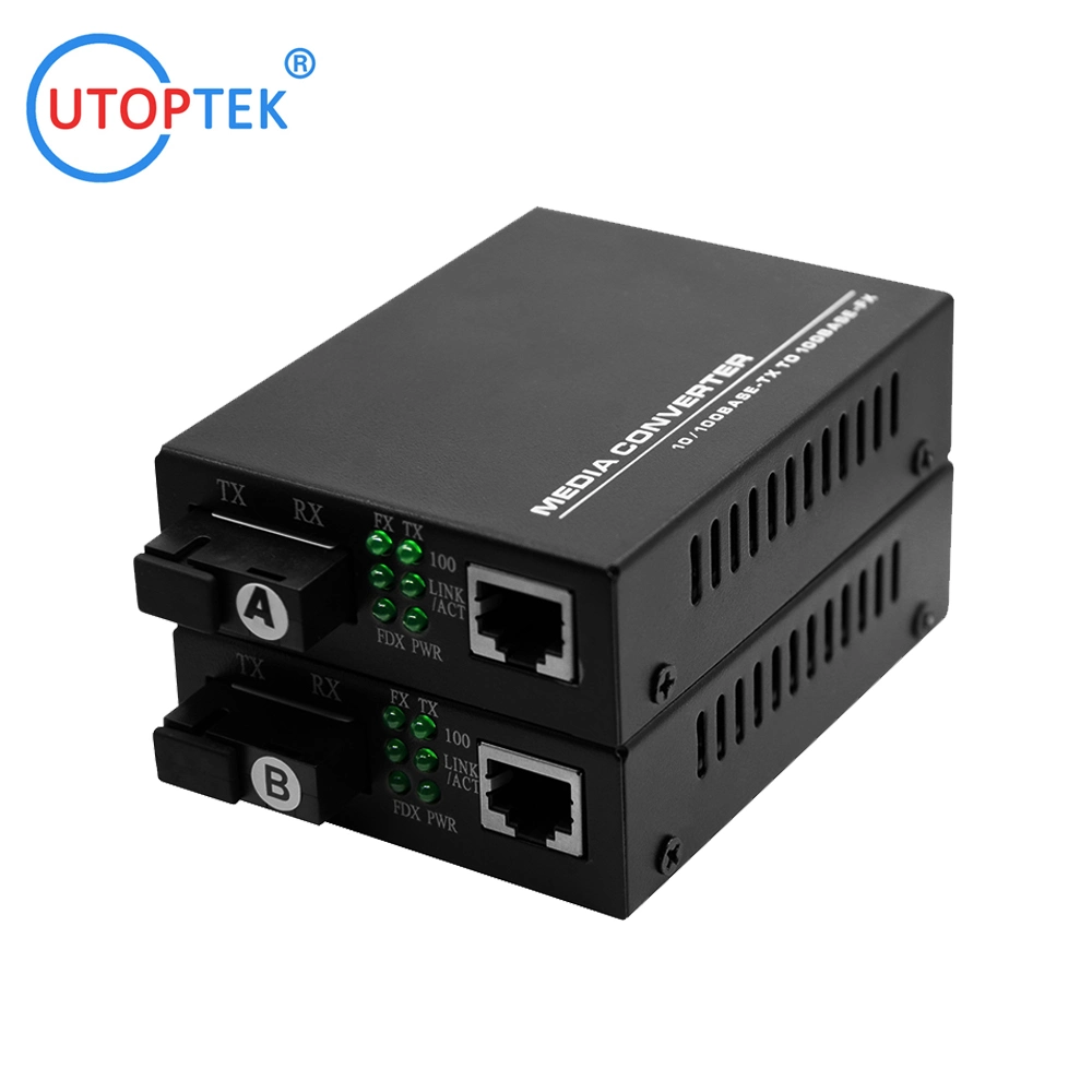 Convertidor de medios con conector ST/FC/SC/LC de fibra 20km de modo único 1310/1550nm 1490nm Media Converter