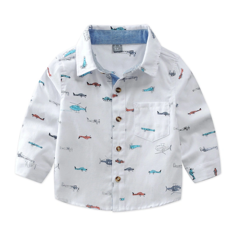 Children's Spring and Autumn Shirt Long-Sleeved Pattern Boys Baby Shirt Cartoon Small and Medium Children's Tops