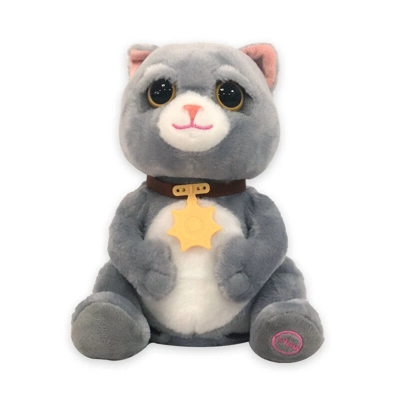 Musical Repeat Talking Stuffed Animal Cats Plush Toy for Baby Kids