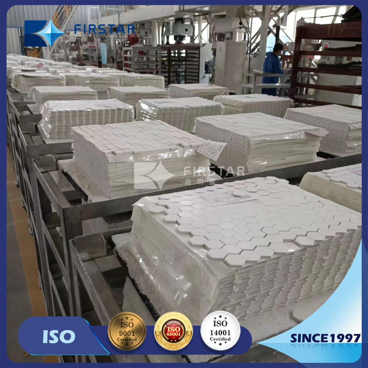 Square and Hexagonal Alumina Ceramic Mosaic Tiles with Pimples/Corrugated