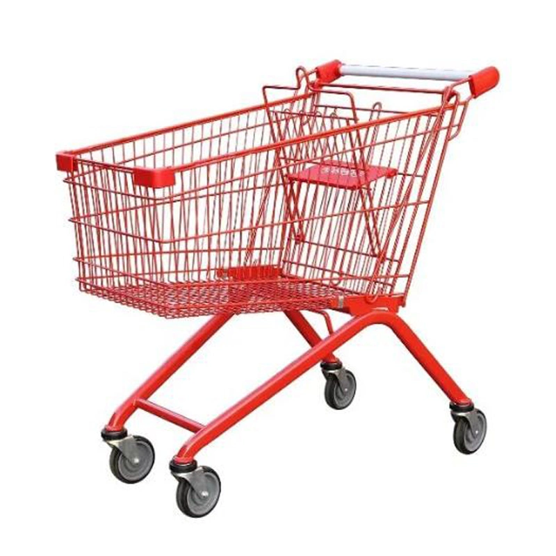 Metal Supermarket Shopping Cart with 4 Wheel Shopping Trolley CE Certificate