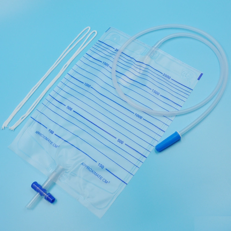 CE Certificated Disposable Urine Drainage Collection Bags 2000ml with Cross Valve