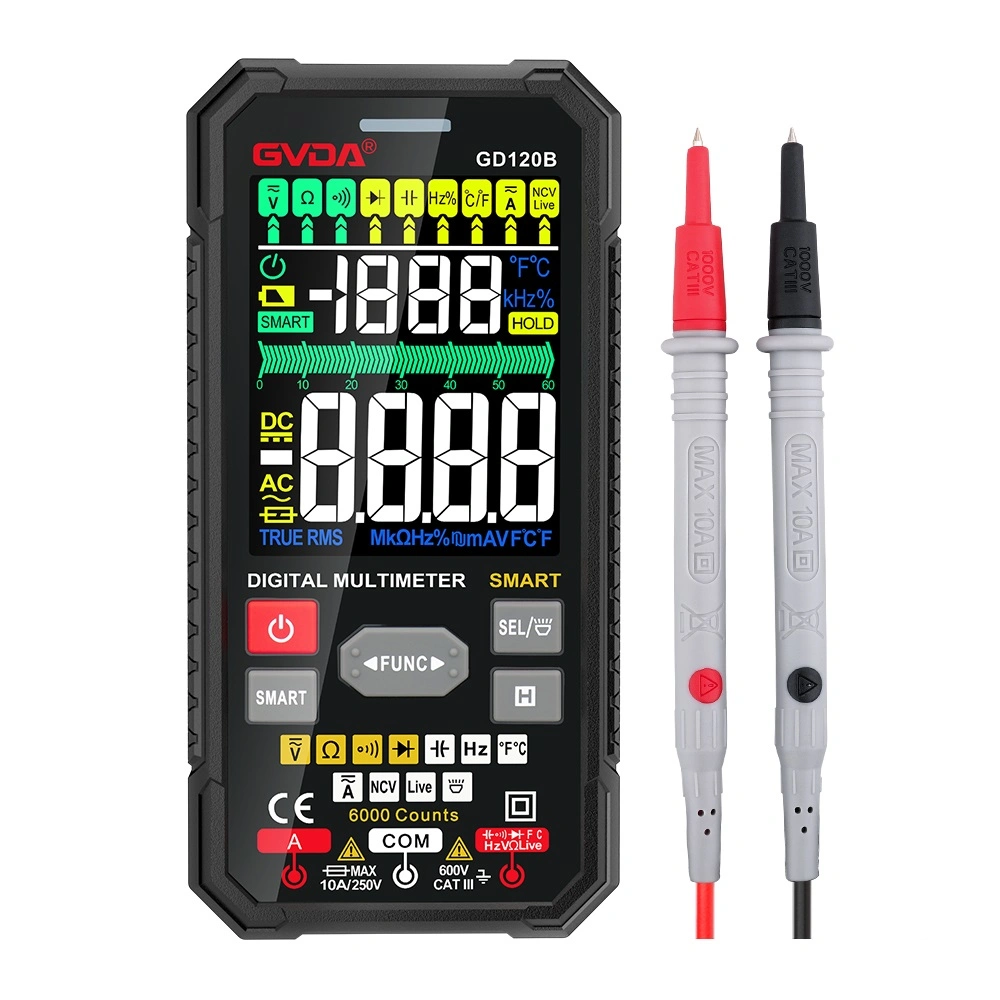 Gvda True RMS 6000 Counts Smart Digital Multimeter for Electrical Testing Ncv Voltage Meter Tests Ohm AMP Auto Range Voltmeter