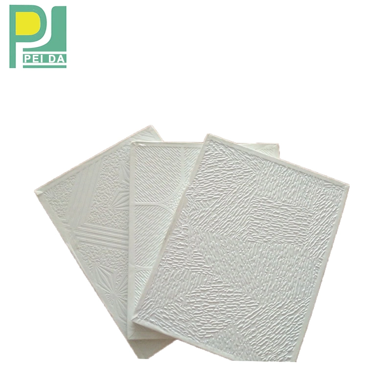 975 PVC Laminated Ceiling Tiles Plain White Gypsum 595X595