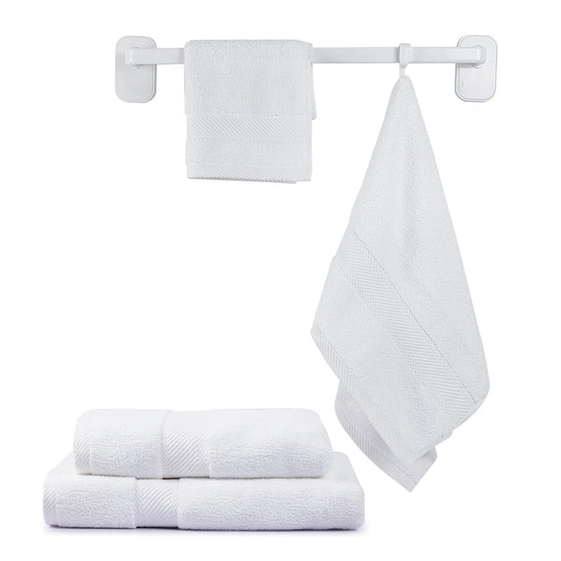 Custom 4 Piece White Cotton Hotel Eco Friendly White Bath Hotel Woven Bathroom Towels Set