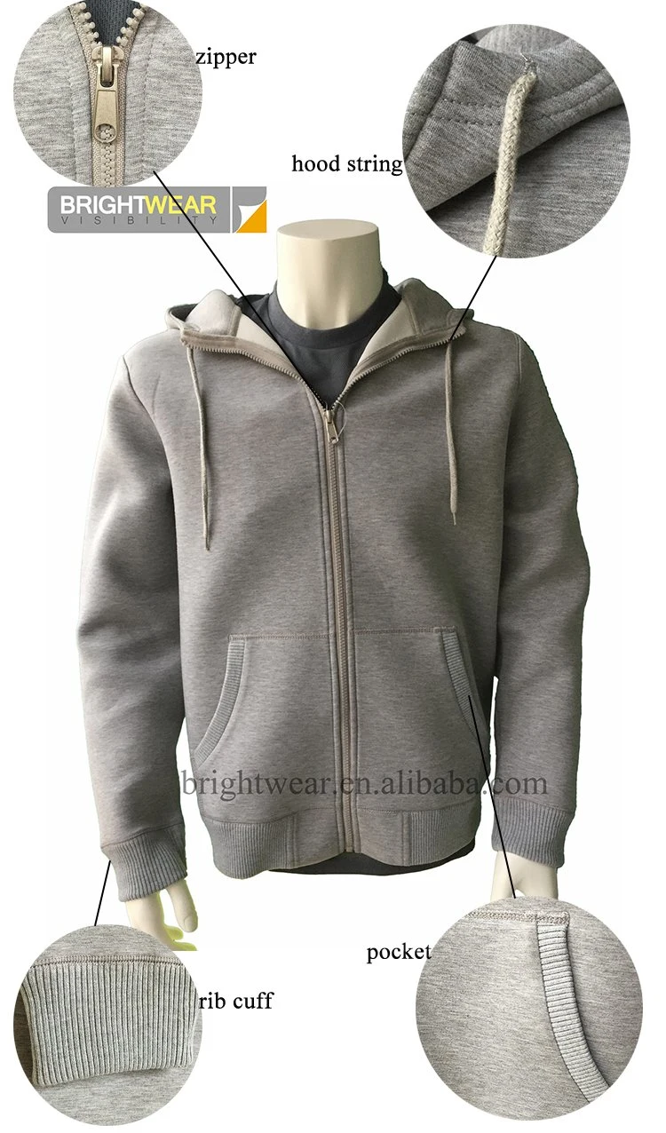 Herren Zip Up Hoodie Heavyweight Winter Sweatshirt Fleece Hood gefüttert Warme Jacke