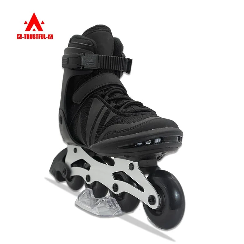 High Performance Men Fitness Adjustable Inline Skates Roller Outdoor Speed Racing Roller Skates for Adult Women Black-White