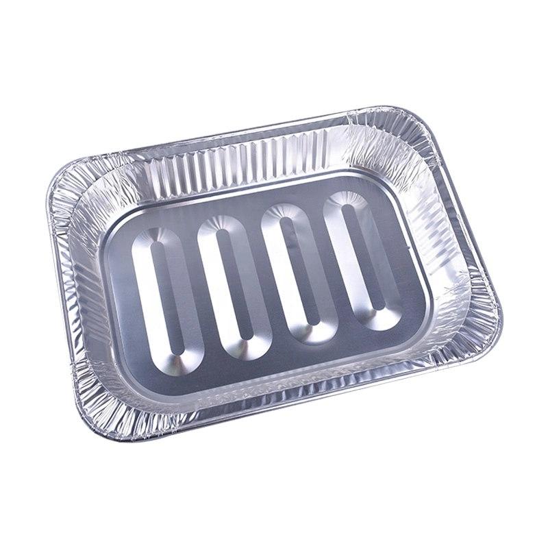 Precio de fábrica de envases de aluminio desechable Torta Rectangular bandeja de hornear con tapa