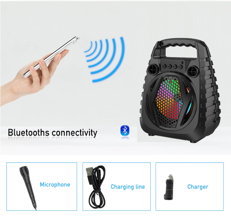 Portable 6 Inch 8W Microfone Karaokê luz LED Bluetooth Alto-falante sem fio