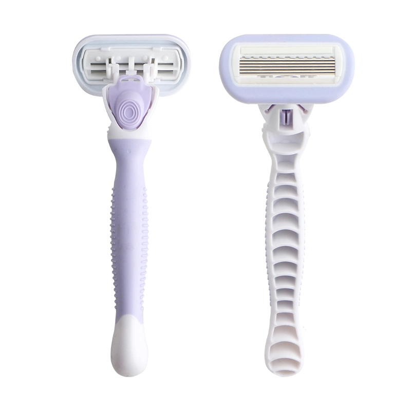 Upgraded Women System Razor Head with 360 Lub Strip, Six Blade Body Hair Shaving Razor, Pivoting and Rechargeable Razor