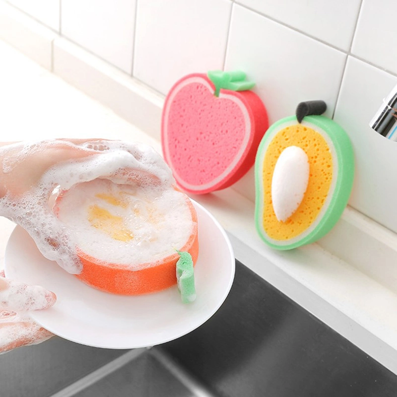 Fruit Sponge Efficient Clean Dish Cloth Scouring Pads with Household Kitchen