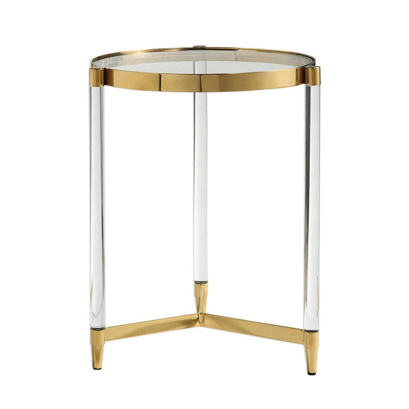 Modern Elegant Design Metal Acrylic Round Side Tables Coffee Table for Living Room Furniture