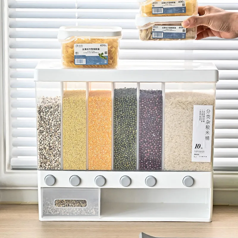 Contenedor de arroz comida cereal contenedor Wall-Mounted dispensador de cereales