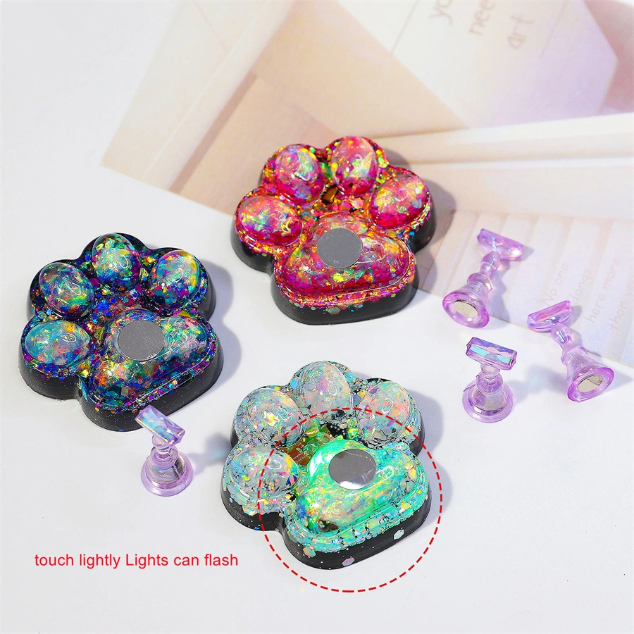 Cross-Border New Nail Art Cat Claw Lamp Luminous Aurora Practice Nail Plate Display Base Nail Tray Palette