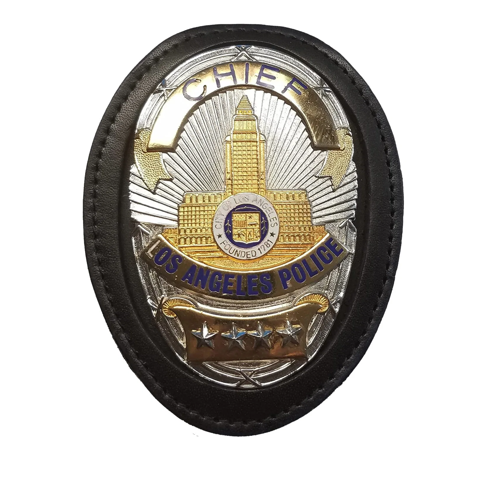 Custom Metal Toy Cosplay Costume Accessories Police Badge Wallets Leather Police ID Badge Holders