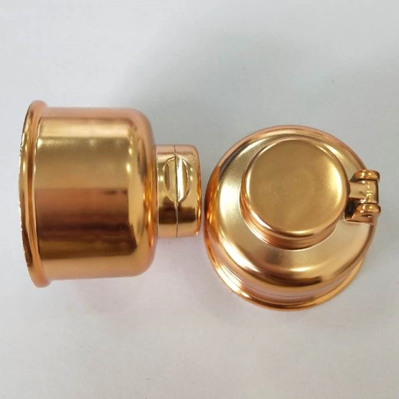 Hot Sale Gold Color UV Flip Top 28mm Plastic Screw Flip Cap for Bottle, PP UV Gold Lid