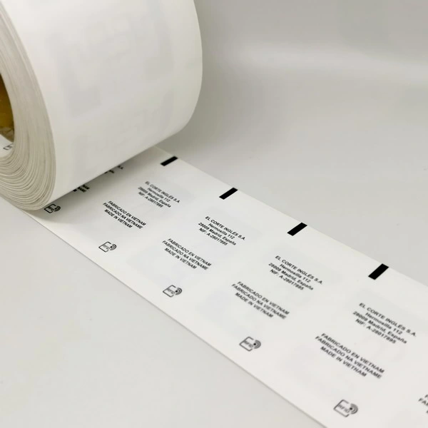 Logo and Black Mark Printing Passive EPC Gen2 Soft Textile RFID UHF Care Label