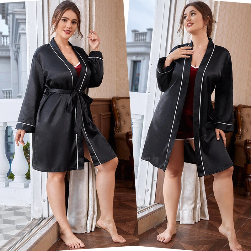 Sexy Silk Satin Pajamas Set Lingerie Cami Sleepwear Bathrobes for Women