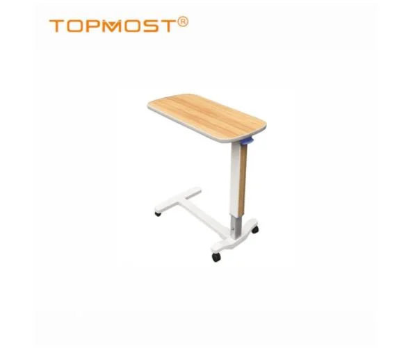 Medical Hospital Movable Foldable ABS Plastic Adjustable White Overbed Table for Dining