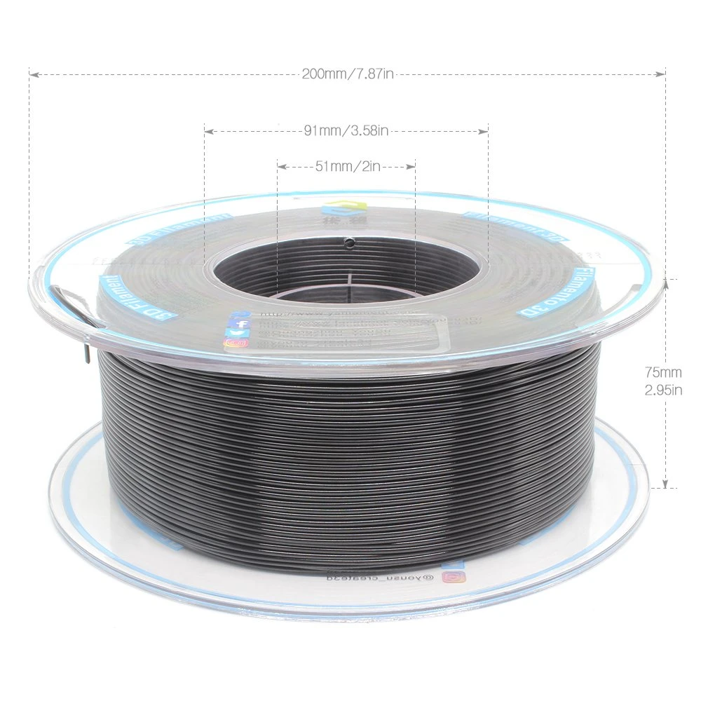 Factory High quality/High cost performance  USA Imported Raw Materials 3D PETG Filament Water Resistant 3D Printing Material Specially for Outdoors 3D Printers Black Filaments 1kg