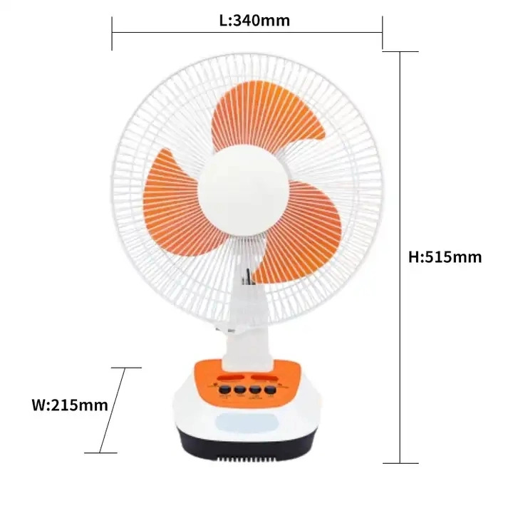 12 Inch Rechargeable Ventilation Solar ABS Table Electric Fan with 2 Speeds/5V USB Output for Mobile Phone