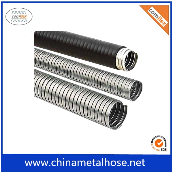 High Temperature Orange PVC Flexible Corrugated Conduit, PVC Flat Coated Flexible Metal Conduit for Electric Cable!