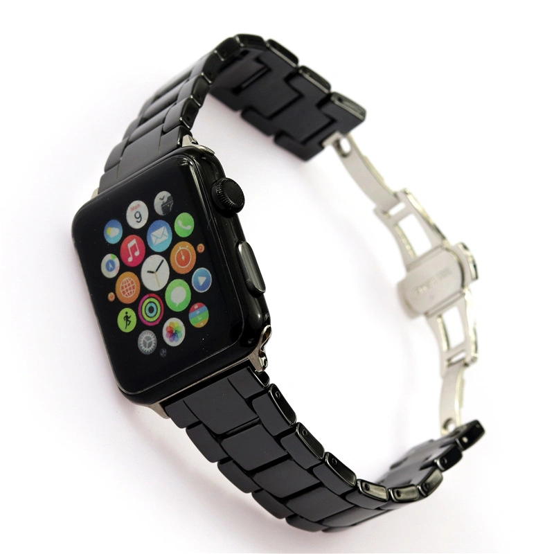 Suitable for Applewatch567 Generation iWatch Watch Three Pearl Black and White Ceramic 22mm Watchband Chain