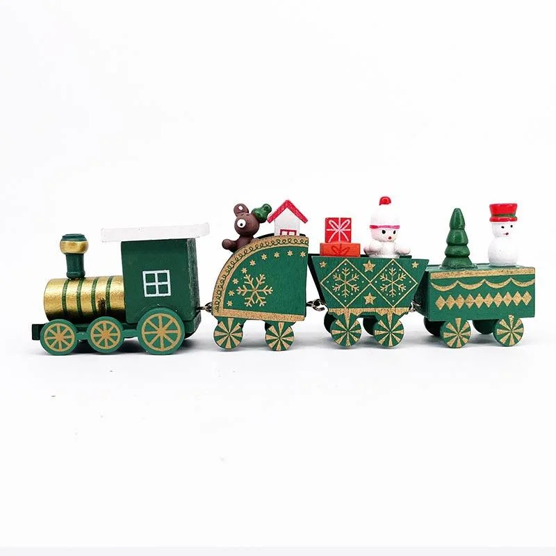 Christmas Presents Wooden Train Tabletop Decorations Christmas Children Toy