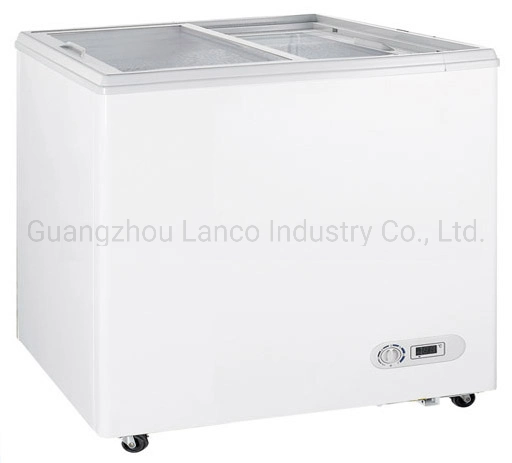 Flat Sliding Glass Door Display Chest Freezer for Supermarket Hotel