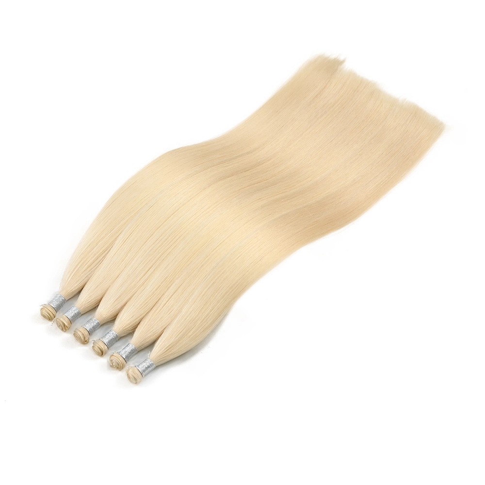 El Genio ruso de alta calidad trama Extensiones de Cabello mano atada Extensiones de Cabello el cabello humano sin procesar una perfecta trama Invisible