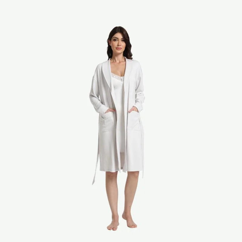 Designer Custom Belted Eco-Friendly Bamboo Fiber Organic Cotton Soft Jersey Bathrobe for Women