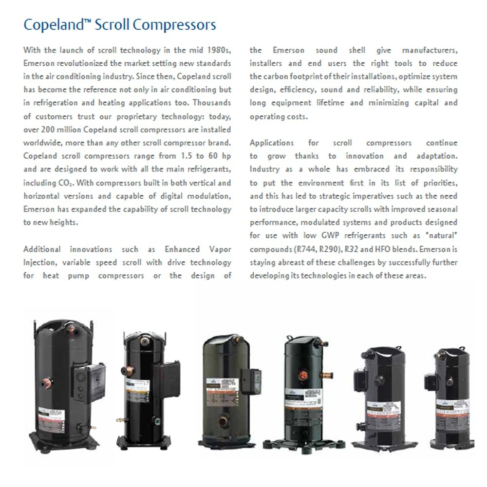 Copeland Hermetic Scroll Compressor for Refrigeration (ZB15KQE-PFJ-558)