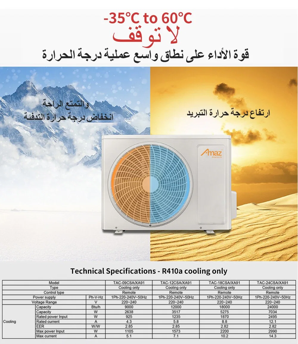 2023 Nouveau Moyen-Orient Split de faible puissance onduleur Climatiseurs 12000 18000BTU pour les ménages