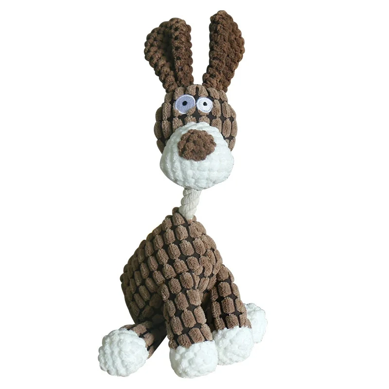 Juguete divertido mascota forma burro Corduroy Chew Toy for Dogs Cachorro Squeaker Squeaky Plush hueso Molar Perro juguete