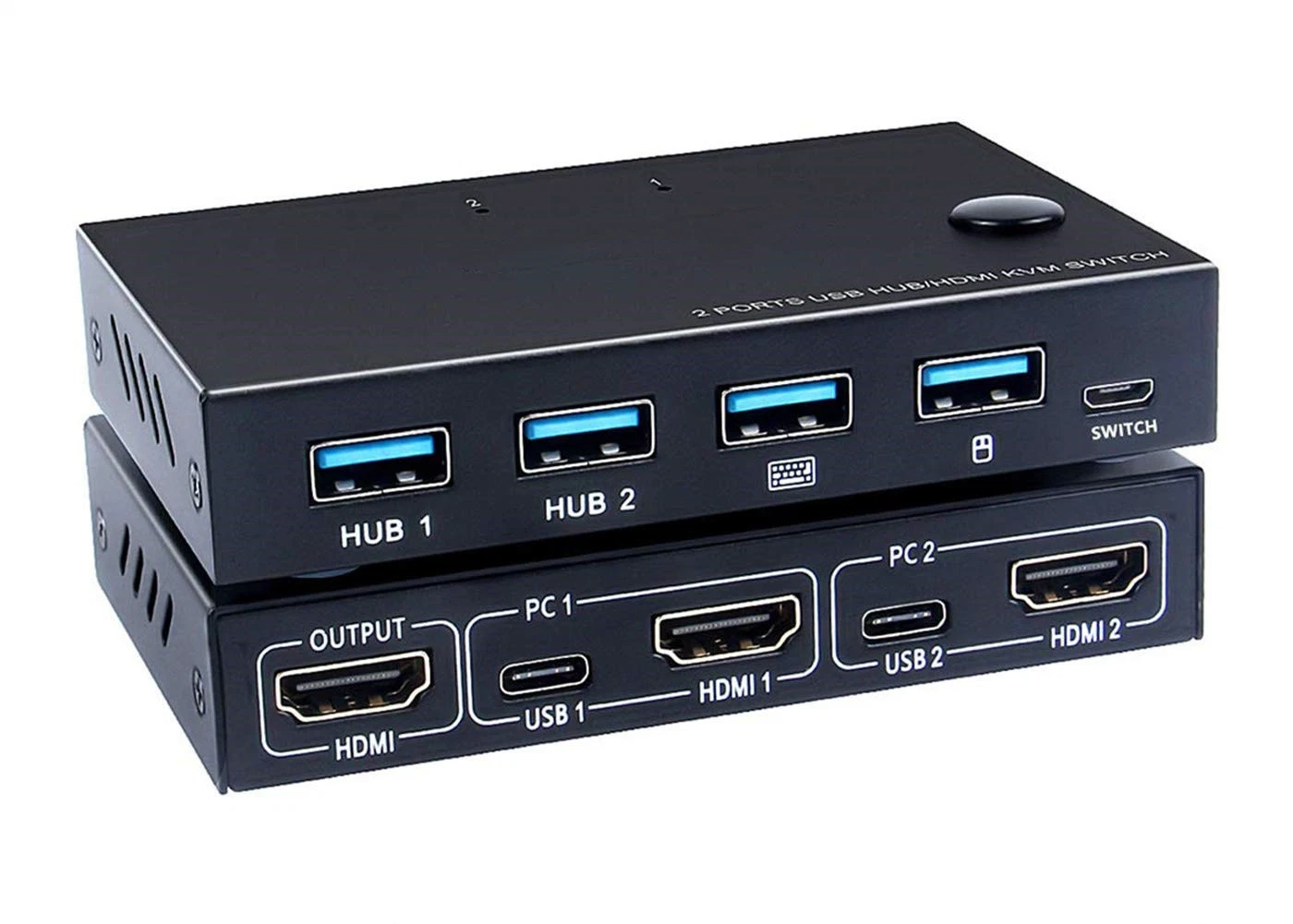 Kvm Switch HDMI 2 Port, USB Switcher Box, UHD 4K@30Hz, 4 USB 2.0 Hubs, Support Wireless Keyboard and Mouse, Compatible Laptop/PC/PS4/xBox/HDTV, with HD