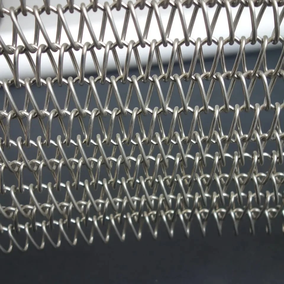 Food Safety 304 316 Stainless Steel Metal Flat Flex Ladder Wire Mesh Chain Link Conveyor Mesh Belt