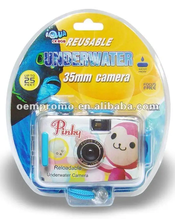 Custom 35mm Mini barato película compacta de plástico reutilizable niños bajo el agua Cámara de lomo