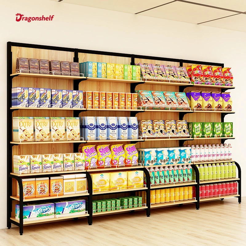 Wood Supermarket Shelves Display Retail Display Stand