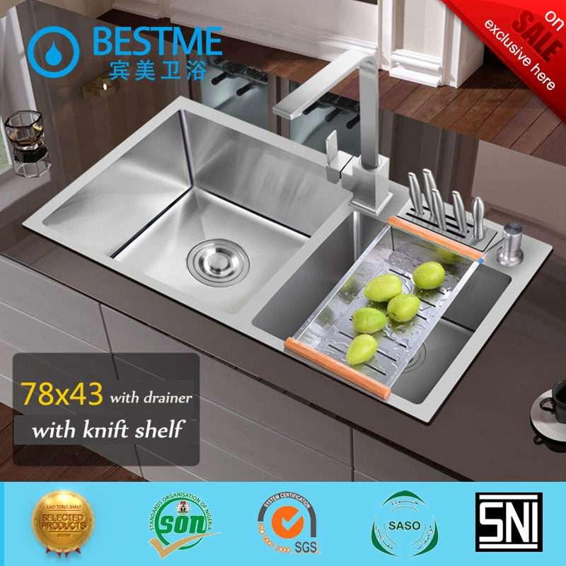 304 Edelstahl handgemachtes Waschbecken für Küchenmöbel (BS-310)